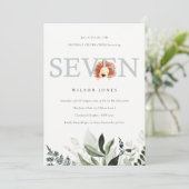 Niedliche Lion Foliage 7. Geburtstagsparty Dankeskarte (Stehend Vorderseite)