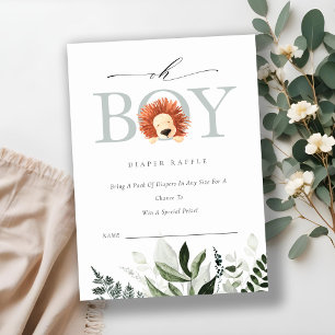 Niedliche Lion Foliage Oh Boy Diaper Raffle Baby D Begleitkarte