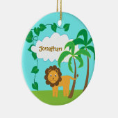 Niedliche Lion Jungle Palm Trees Keramik Ornament (Rechts)