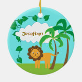 Niedliche Lion Jungle Palm Trees Keramik Ornament (Hinten)