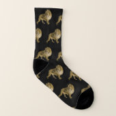 Niedliche Lion Print Black und Gold Socken (Links - Innen)