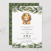 Niedliche Lion | Prinz | Wasserfarben-Babydusche Einladung (Vorne/Hinten)