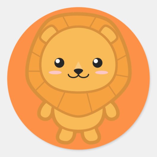 Niedliche Lion Runder Aufkleber (Vorderseite)