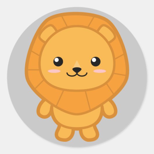 Niedliche Lion Runder Aufkleber (Vorderseite)