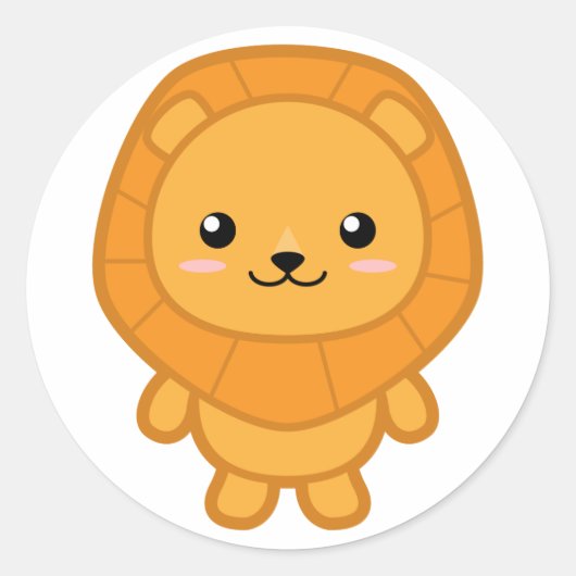 Niedliche Lion Runder Aufkleber (Vorderseite)