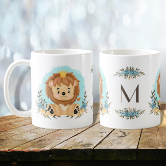 Niedliche Lion-Tragekrone Charming Floral Monogram Kaffeetasse