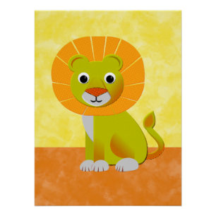 Niedliche Lion Zeichne Vintag Print Custom Poster