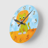 Niedliche Lion Zeichne Vintag Print Custom Runde Wanduhr (Winkel)