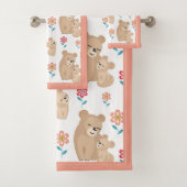 Niedliche Lioness Mutter mit Kind, Grenze Mutterta Badhandtuch Set (Insitu)