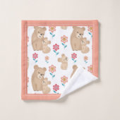 Niedliche Lioness Mutter mit Kind, Grenze Mutterta Badhandtuch Set (Waschlappen)