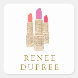 Niedliche Lipstick-Fotografie Quadratischer Aufkleber