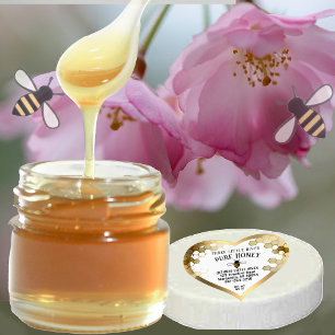Niedliche Little Bee & Honeycomb Pure HONEY Gold B Herz-Aufkleber
