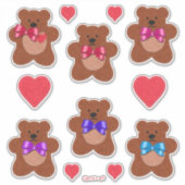 Niedliche Little Felt Look Valentine Teddy Bears Aufkleber (Vorderseite)