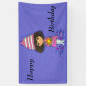 Niedliche Little Girl White Boots Blume auf Lila Banner (Vertikal)