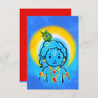 Niedliche Little Krishna Art Dankeskarte