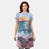 Niedliche Little Sea Turtles bei Sonnenaufgang Küc Schürze (Getragen)