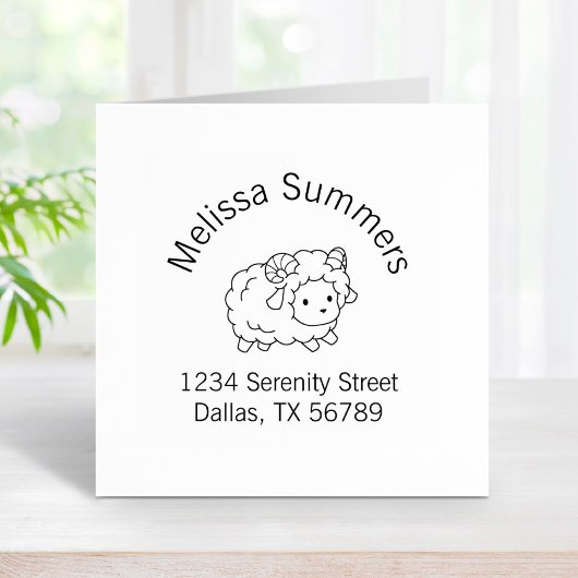 Niedliche Little Sheep Ram Aries Arch-Adresse Gummistempel