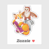 Niedliche Litze Fox und Owl Aufkleber (Blatt)