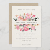 Niedliche Live-Rosa-Hochzeitsfeier mit floralen Fa Dankeskarte (Vorne/Hinten)