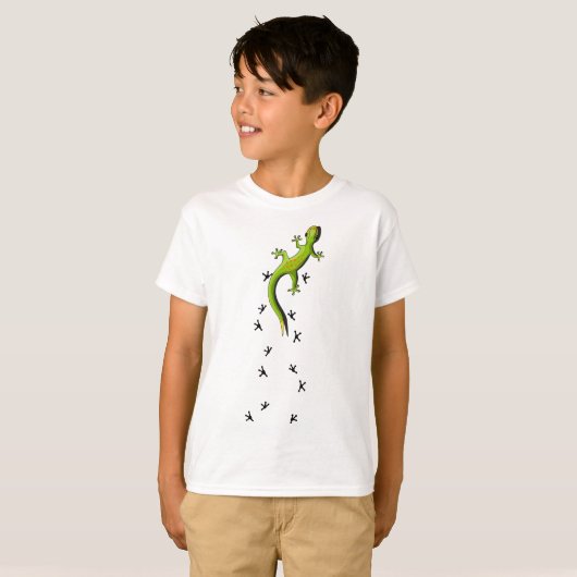Niedliche Lizard Reptile mit Tracks Klettern Gecko T-Shirt (Vorne ganz)