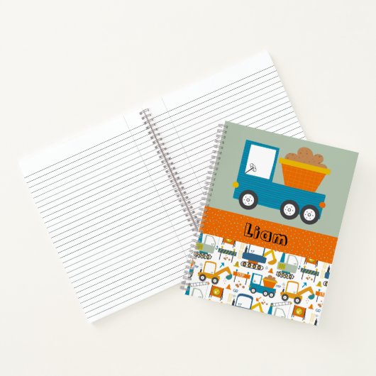 Niedliche LKW-Name Boys Notizblock (Innenseite)
