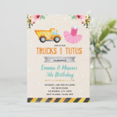 Niedliche LKW-Tutu-Party Einladung (Stehend Vorderseite)