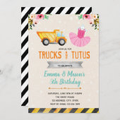 Niedliche LKW-Tutu-Party Einladung (Vorne/Hinten)