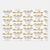 Niedliche LKWs Bau-LKWs Individuelle Name Geschenkpapier Set (Vorderseite)