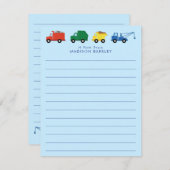 Niedliche LKWs Boy's Flat Stationary Cards Dankeskarte (Vorne/Hinten)