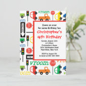 Niedliche LKWs & Cars Geburtstagsparty Einladung (Stehend Vorderseite)