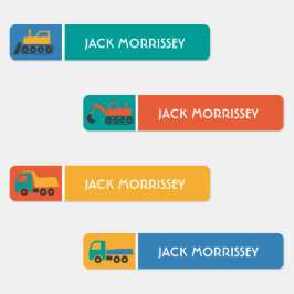 Niedliche LKWs farbenfrohe Kinder Name Etiketten