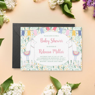 Niedliche Llama Fiesta Babydusche Einladung