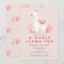 Niedliche Llama Fun Pink Erste Geburtstagsparty