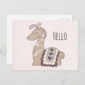 Niedliche Llama-Prinzessin mit einem Kronenhorn Postkarte (Vorne/Hinten)