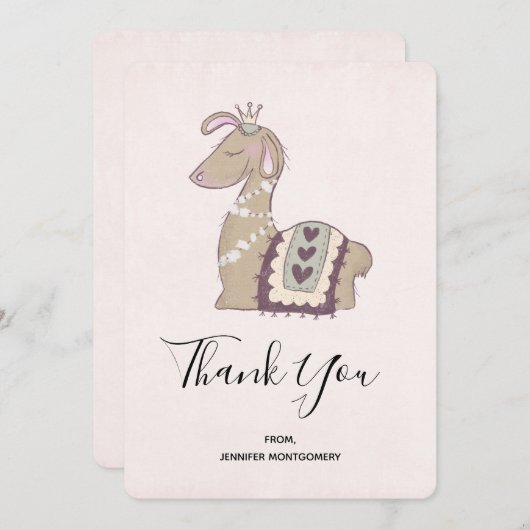 Niedliche Llama-Prinzessin mit einer Krone Danke (Vorne/Hinten)