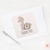 Niedliche Llama-Prinzessin mit einer Krone Danke Quadratischer Aufkleber (Umschlag)