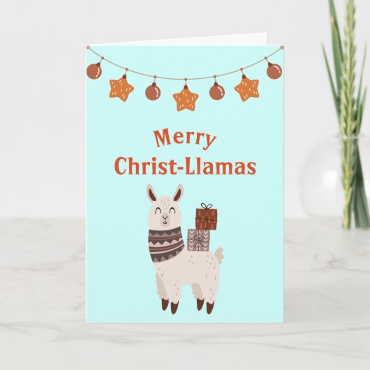 Niedliche Llama Weihnachtskarte Feiertagskarte (Vorderseite)