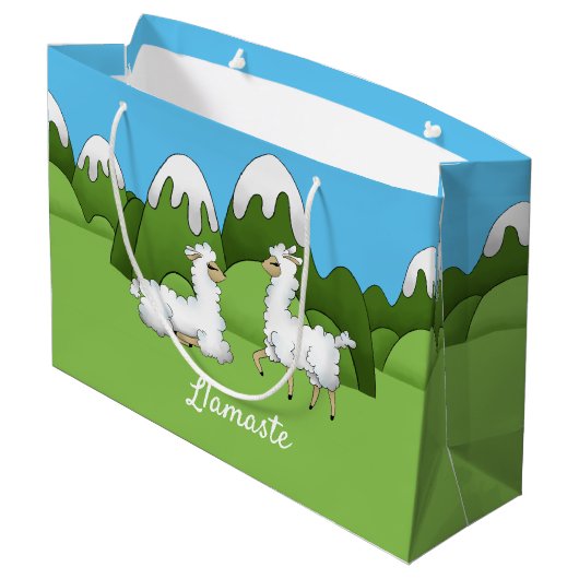 Niedliche Llamas Große Geschenktüte (Rückseite Schrägansicht)