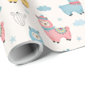 Niedliche Llamellen mit Skarven Geschenkpapier (Rolleneckpunkt)