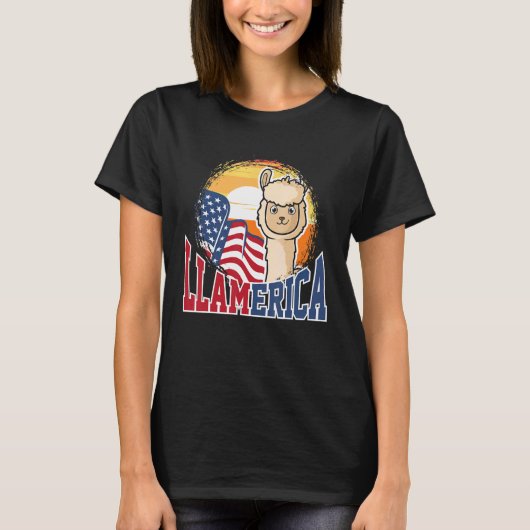 Niedliche Llamerica Patriotic für Männer Frauen Am T-Shirt (Vorderseite)