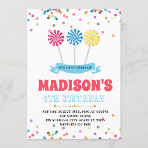 Niedliche Lollipop-Geburtstagsfeier Einladung