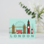 Niedliche Londoner Illustrationskarte Postkarte (Stehend Vorderseite)
