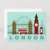Niedliche Londoner Illustrationskarte Postkarte (Vorne/Hinten)