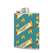 Niedliche Lovebirds glücklicher Jahrestag Romantis Flachmann (Links)