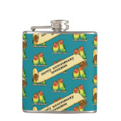 Niedliche Lovebirds glücklicher Jahrestag Romantis Flachmann (Vorderseite)