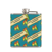 Niedliche Lovebirds glücklicher Jahrestag Romantis Flachmann (Rückseite)