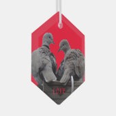 Niedliche Lovebirds Kust. Textlack Ornament Aus Glas (Vorderseite Rechts)