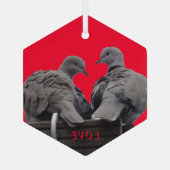 Niedliche Lovebirds Kust. Textlack Ornament Aus Glas (Rückseite)