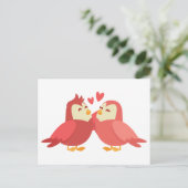 Niedliche Lovebirds Red Burgundy Wedding Liebe Bri Postkarte (Stehend Vorderseite)