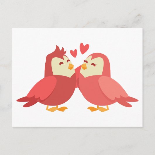 Niedliche Lovebirds Red Burgundy Wedding Liebe Bri Postkarte (Vorderseite)